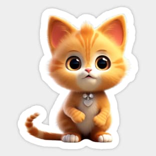 Cute Animal Characters Art 1 -kitten, tiny cat- Sticker